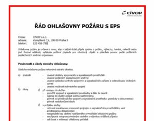 Ohlašovna požáru Vzor řádu ohlašovny požáru
